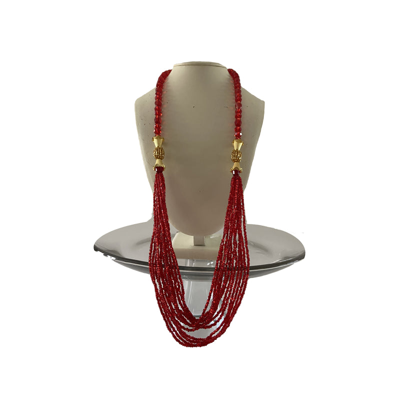 Pote -  Red and Golden with Large Red Beads